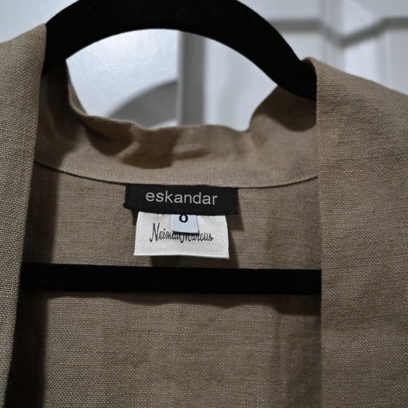 ESKANDAR Size 0 Tan Linen A-Line Heavy Vest Jacket | Size 0 - Picture 5 of 8
